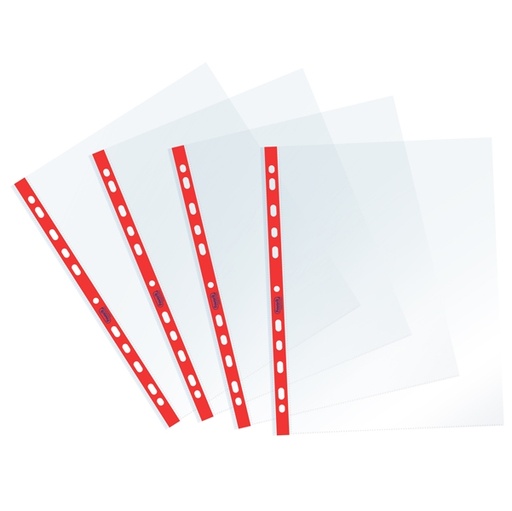 [D94525] 25 Buste forate c/ banda rossa Sprint 22X30cm Favorit