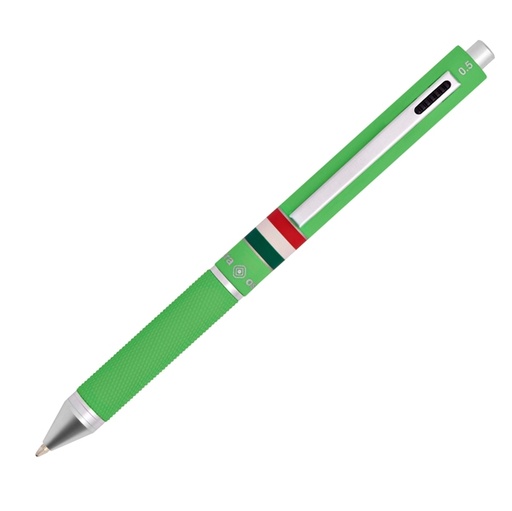 [D94552] Penna sfera scatto multifunzione QUADRA fusto verde chiaro gommato Italia OSAMA