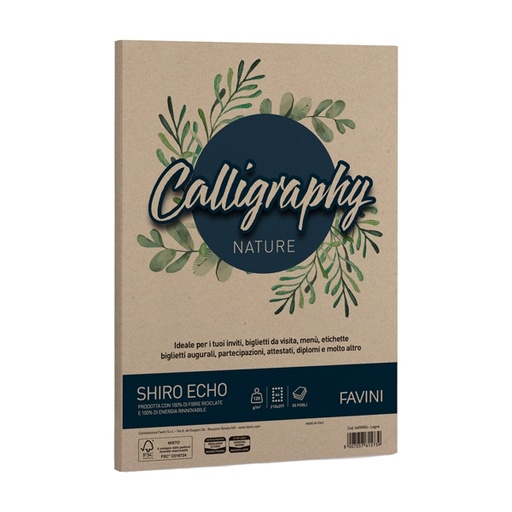 [D94650] Carta Calligraphy Nature SHIRO ECO A4 50fg 120gr legno FAVINI
