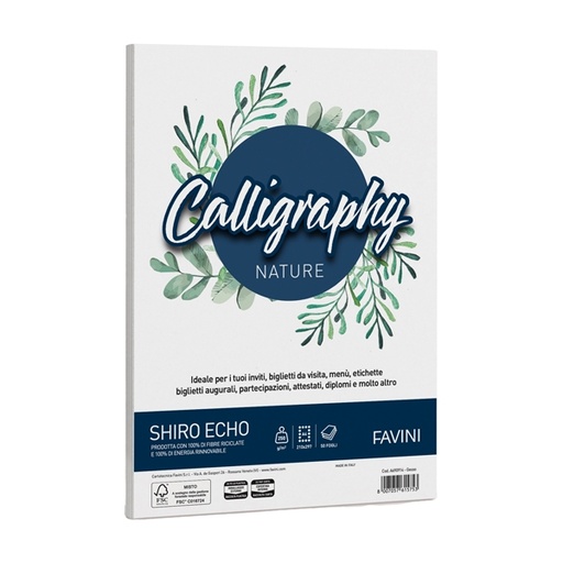 [D94652] Carta Calligraphy Nature SHIRO ECO A4 50fg 250gr gesso FAVINI