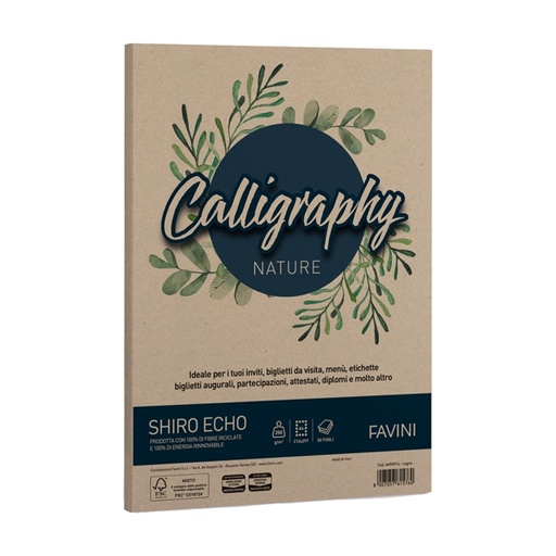 [D94653] Carta Calligraphy Nature SHIRO ECO A4 50fg 250gr legno FAVINI