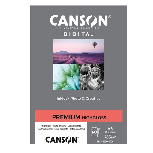 [D94660] Carta InkJet PREMIUM 10X15cm 50fg 255gr HightGloss RC Canson