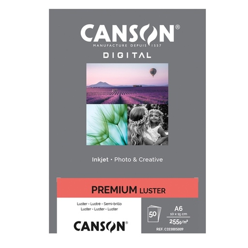 [D94661] Carta InkJet PREMIUM 10x15cm 50fg 255gr Lustre RC Canson
