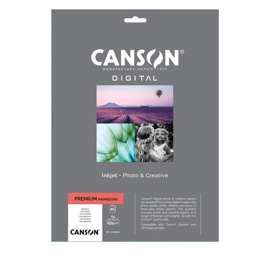 [D94662] Carta InkJet PREMIUM A4 20fg 255gr HightGloss RC Canson