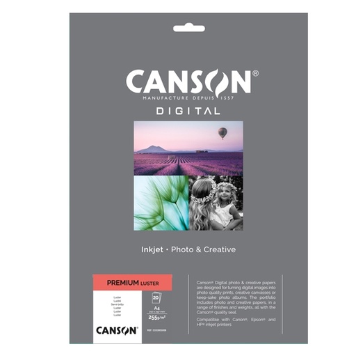 [D94664] Carta InkJet PREMIUM A4 20fg 255gr Lustre RC Canson