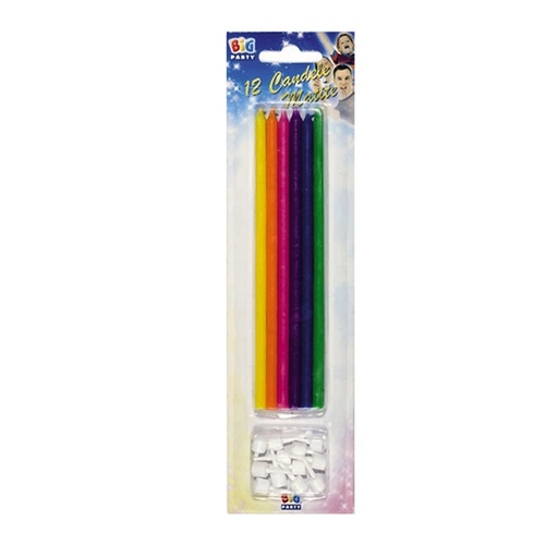 [D94670] 12 candeline matite 15cm colori assortiti Big Party