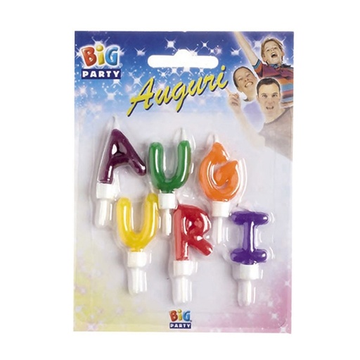 [D94672] Set candeline Auguri colori assoriti Big Party