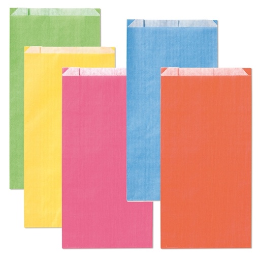 [D94706] 100 sacchetti a soffietto 14x28x5cm colori chiari assortiti Rex Sadoch