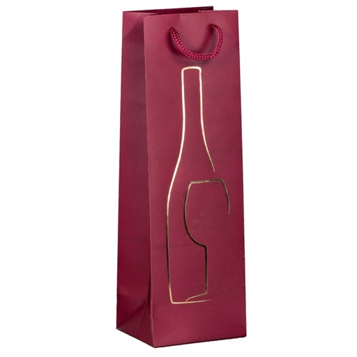 [D94712] Shopper portabottglie c/manici in corda 12x37x9cm rosso Rex Sadoch