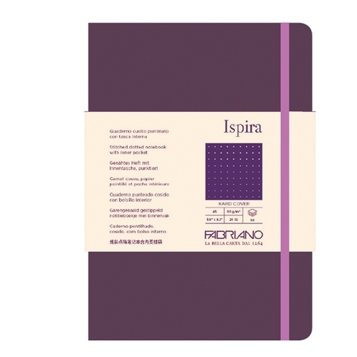 [D94747] Taccuino c/elast. Ispira cop. rigida f.to A5 96fg. puntinato viola Fabriano