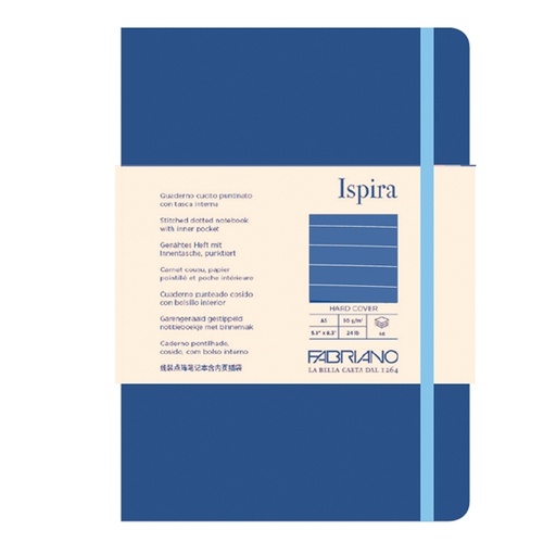 [D94755] Taccuino c/elast. Ispira cop. rigida f.to A5 96fg. a righe blu royal Fabriano