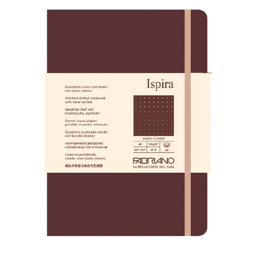 [D94757] Taccuino c/elast. Ispira cop. fless. f.to A5 96fg. puntinato marrone Fabriano