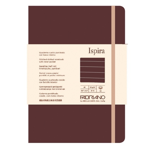 [D94763] Taccuino c/elast. Ispira cop. fless. f.to A5 96fg. a righe marrone Fabriano