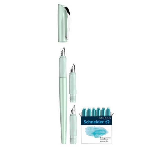 [D94814] Set penna stilografica Callissima+3 punte intercamb. fusto verdementa Schneider