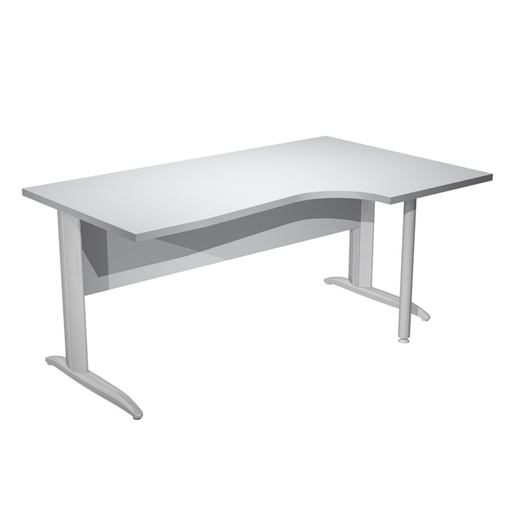 [D94824] Scrivania Compact Destro 160x60/80/100cm p. grigio fianchi vern. cromo Easy