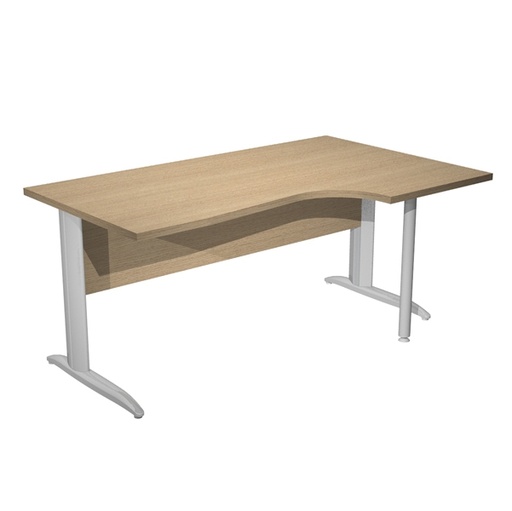 [D94825] Scrivania Compact Destro 160x60/80/100cm rovere fianchi vern. cromo Easy