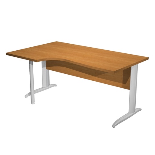 [D94828] Scrivania Compact Sinistro 160x60/80/100cm noce chiaro f. vern. eff. cromo Easy