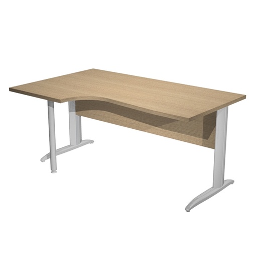 [D94832] Scrivania Compact SX 160x60/80/100cm rovere fianchi vern. effetto cromato Easy