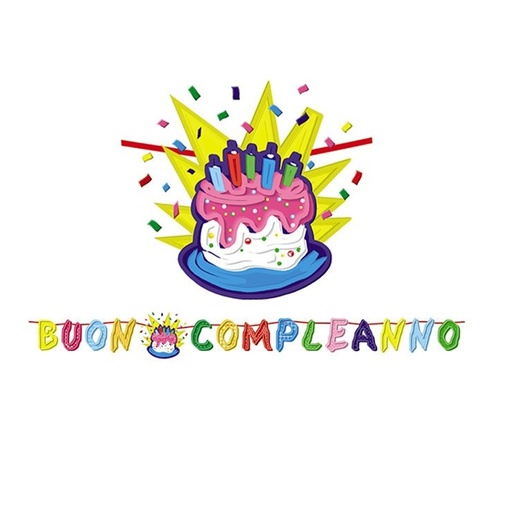 [D94858] Festone in cartoncino 6mt Buon compleanno Torta Big Party