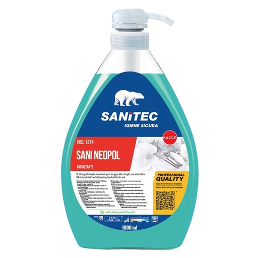 [D94901] Detergente stoviglie SANI Neopol Piatti 1Lt Sanitec