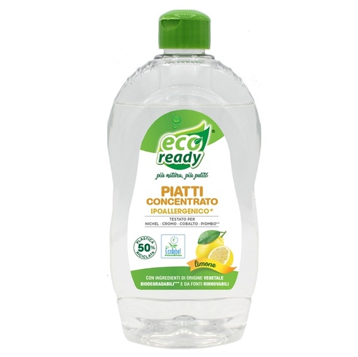 [D94902] Detersivo piatti concentrato Limone ipoallergenico 0,50Lt Linea Eco Ready
