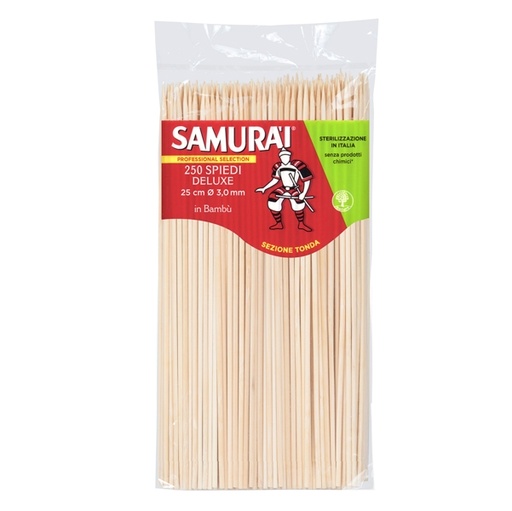 [D94958] Conf. 250 Spiedi delux in bambu' 25cm Samurai Party