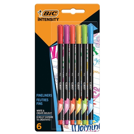 [D95144] Astuccio 6 fineliner Intensity 0,8mm colori assortiti Rainbow BIC