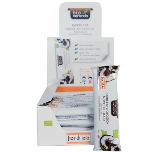 [D95151] Barretta noce di cocco ricoperta di cioccolato fondente 30gr Biomerenda