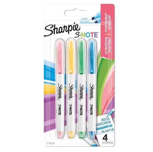 [D95169] Astuccio 4 pennarelli punta scalpello S-Note colori assortiti Sharpie
