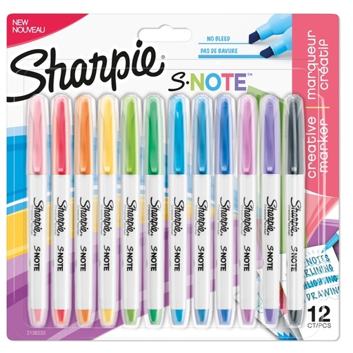 [D95170] Astuccio 12 pennarelli punta scalpello S-Note colori assortiti Sharpie