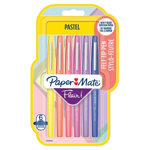 [D95236] Blister 6 pennarelli Flair Nylon colori assortiti Pastel Papermate