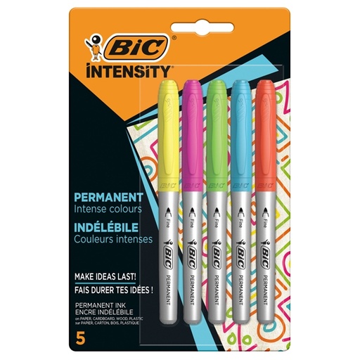 [D95242] Astuccio 5 marcatori Intensity punta tonda colori assortiti Rainbow BIC