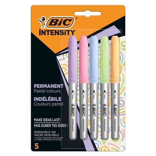 [D95243] Astuccio 5 marcatori Intensity punta tonda colori assortiti Pastel BIC