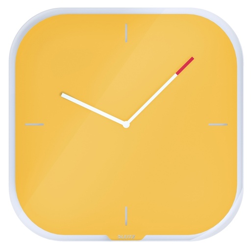 [D95281] Orologio da parete silenzioso in vetro giallo Cosy Leitz