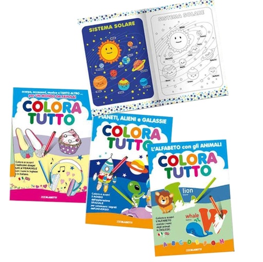 [D95297] Album da colorare 24 facciate tema alfabeto inglese, bimba, spazio Blasetti