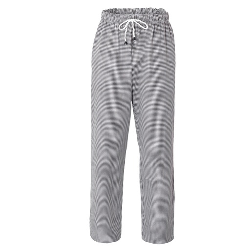 [D95443] Pantalone da cuoco Plutone Tg. L bianco a quadretti neri