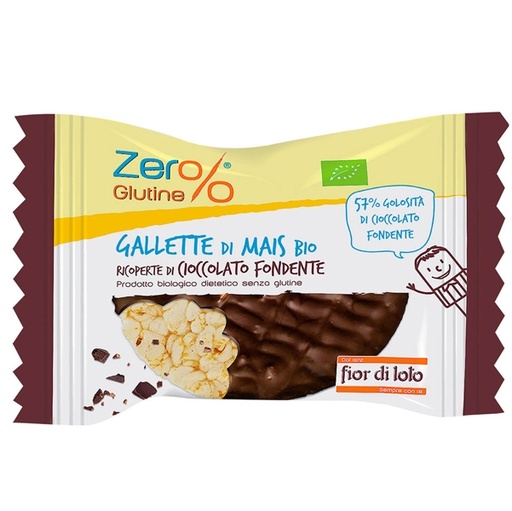 [D95149] Gallette di mais ricoperte di cioccolato fondente 32gr Zer