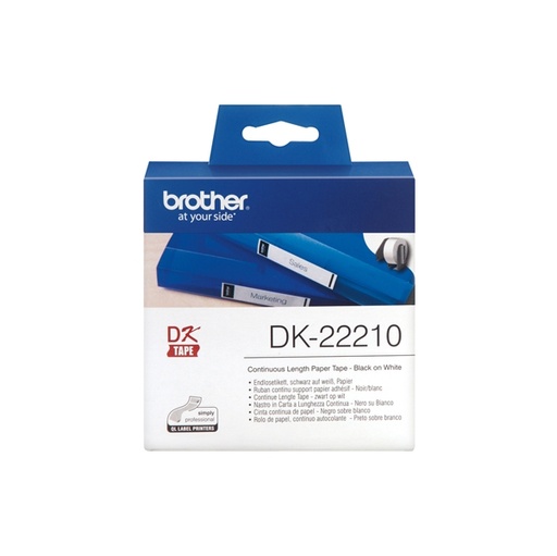 [DBRODK22210] ROTOLO ETICHETTA CONTINUA 29MMX30,48MT NERO/BIANCO