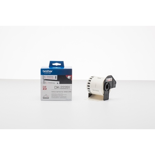 [DBRODK22251] Nastro ades in carta stampa a due colori NeroRosso/Bianco 62mm - 15.26 metri lu