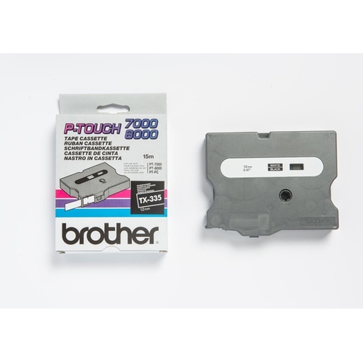 [DBROTX335] NASTRO SERIE TX DA 12mm -COLORE NASTRO NERO -COLORE SCRITTA BIANCO