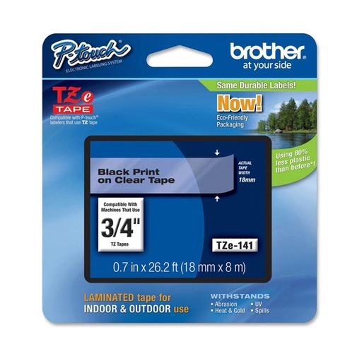 [DBROTZE141] NASTRO BROTHER TZE-141 18MMx8MT NERO/TRASPARENTE