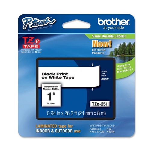 [DBROTZE251] NASTRO BROTHER TZ-e251 24MMx8MT NERO/BIANCO
