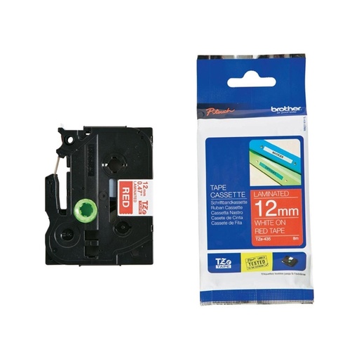 [DBROTZE435] NASTRO BROTHER TZ-e435 12MMx8MT BIANCO/ROSSO