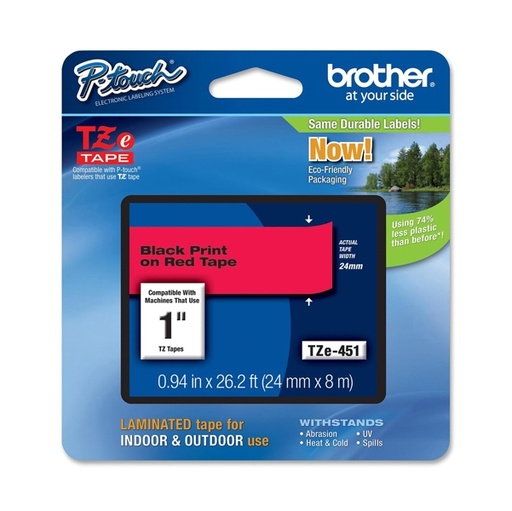 [DBROTZE451] NASTRO BROTHER TZE-451 24MMx8MT NERO/ROSSO