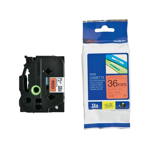 [DBROTZE461] NASTRO LAMINATO BROTHER TZE-461 36MMx8MT NERO/ROSSO