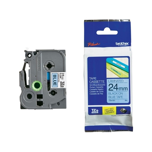[DBROTZE551] NASTRO NERA TZ-E551 SU FONDO BLU 24MM 8MT