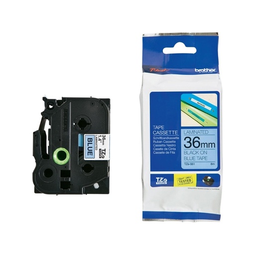 [DBROTZE561] NASTRO LAMINATO BROTHER TZE-561 36MMx8MT NERO/BLU