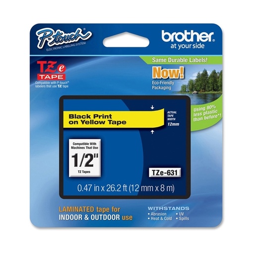 [DBROTZE631] NASTRO BROTHER TZE-631 12MMx8MT NERO/GIALLO