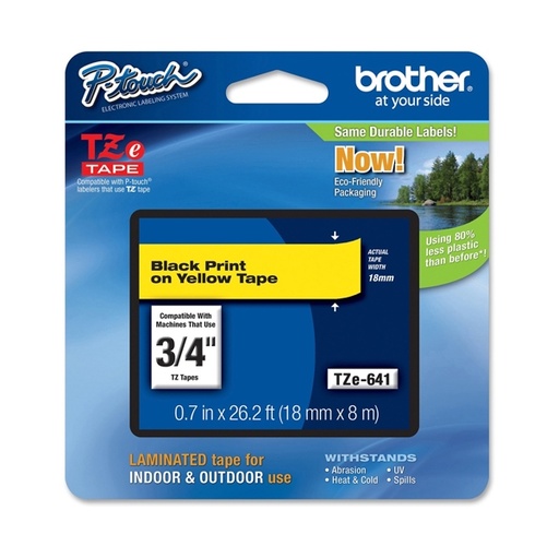 [DBROTZE641] NASTRO BROTHER TZE641 18MMx8MT NERO/GIALLO