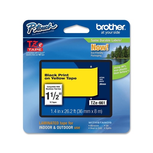 [DBROTZE661] NASTRO BROTHER TZ-e661 36MMX8MT NERO/GIALLO